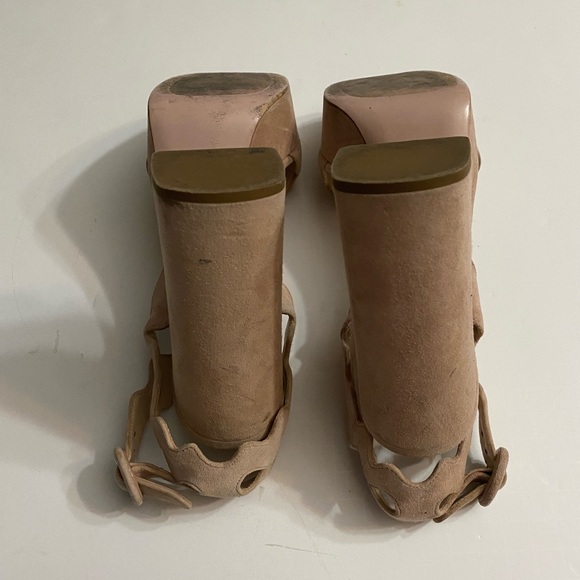 PRADA: Platform Beige Suede Scalloped Sandals Eu 37 size, Made in Italy - Picture 9 of 15